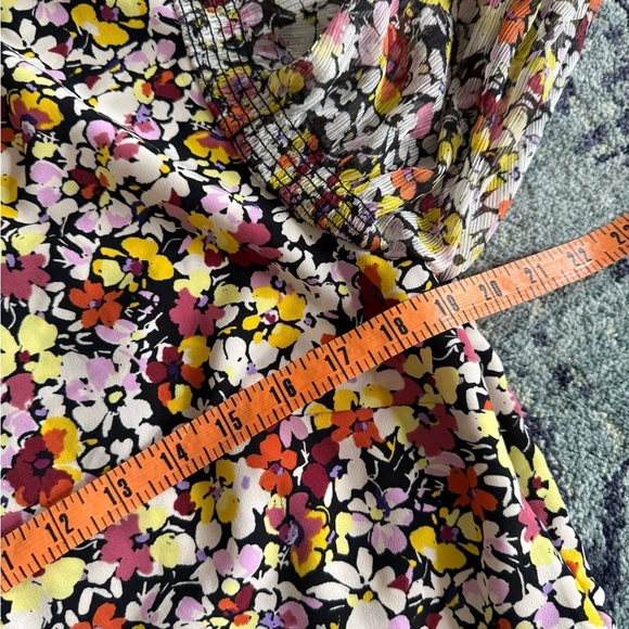 Who What Wear Sz Large FLAWED Floral Midi Length Summer Dress Sheer Puff Sleeves - Picture 9 of 10